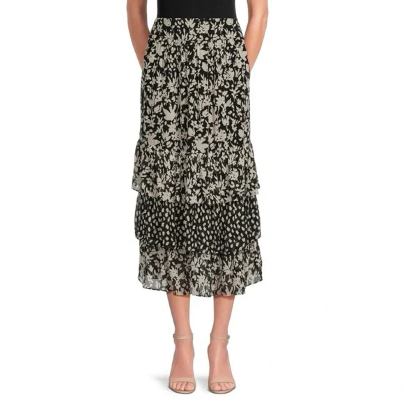 NWT BA&SH Jupe Floral Tiered Midi Skirt Size 40 - Picture 11 of 12
